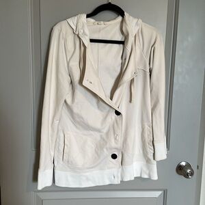 Brooklyn industries button up cream hoodie, size medium